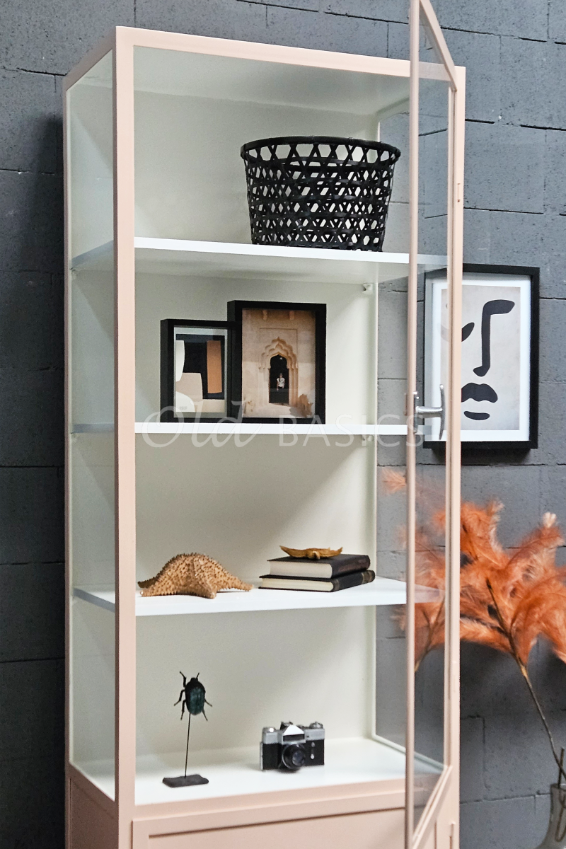 Detail van Apothekerskast Demi Powder Peach, 1 deuren, roze, zalm, terra, materiaal staal